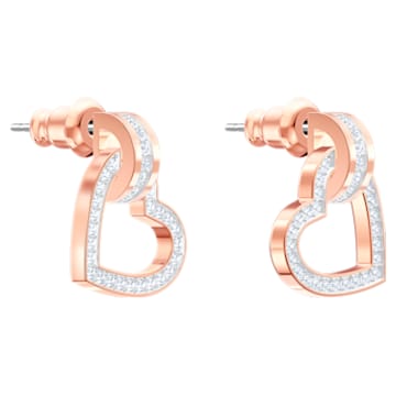 Lovely stud earrings, Heart, White, Rose gold-tone plated - Swarovski, 5616477