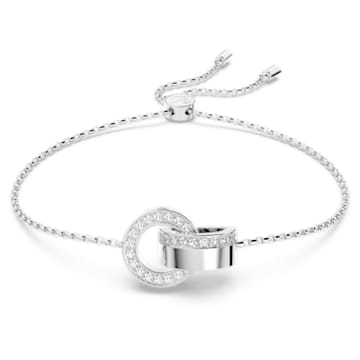Hollow bracelet, Interlocking loop, White, Rhodium plated - Swarovski, 5616478