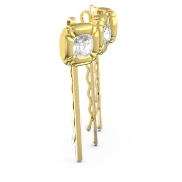 发卡, 套装（3）、枕形切割, 金色, 镀金色调 - Swarovski, 5616848