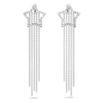 Stella 夹式耳环, 流星, 白色, 镀铑 - Swarovski, 5617755