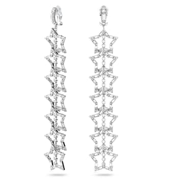 Stella 夹式耳环, 星星, 白色, 镀铑 - Swarovski, 5617756