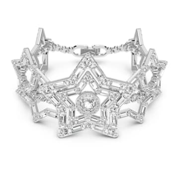 Stella 手链, 混合切割, 星星, 超长, 白色, 镀铑 - Swarovski, 5617880