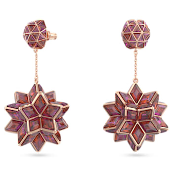 Curiosa drop earrings, Geometric cut, Pink, Rose gold-tone plated - Swarovski, 5618247