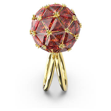 Curiosa cocktail ring, Triangle cut, Round shape, Red, Gold-tone plated - Swarovski, 5618251