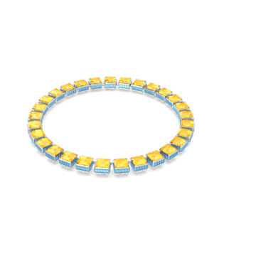 Orbita necklace, Magnetic closure, Square cut, Multicolored, Rhodium plated - Swarovski, 5618252