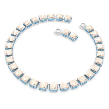 Orbita necklace, Magnetic closure, Square cut, Multicolored, Rhodium plated - Swarovski, 5618252