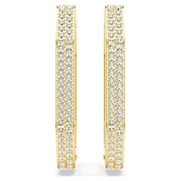 Dextera 大圈耳环, 八边形, 大码, 白色, 镀金色调 - Swarovski, 5618304