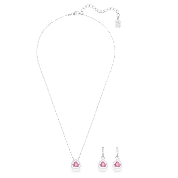 Millenia 套装, 三菱形切割, 粉红色, 镀铑 - Swarovski, 5619503