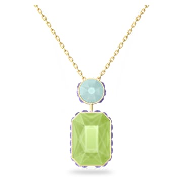 Orbita necklace, Octagon cut, Multicolored, Gold-tone plated - Swarovski, 5619787