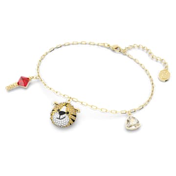 Zodiac Tiger bracelet, Tiger, Multicolored, Gold-tone plated - Swarovski, 5620295