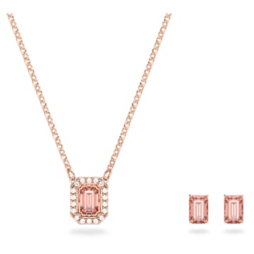 Millenia 套装, 八角形切割, 粉红色, 镀玫瑰金色调 - Swarovski, 5620548
