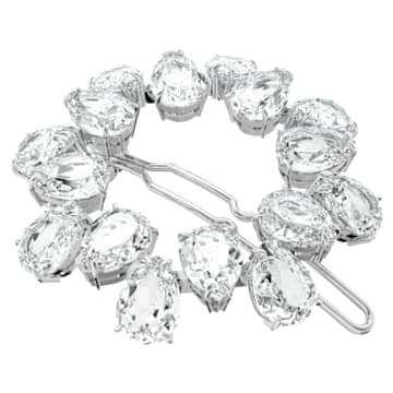 Hair clip, Pear cut, White, Rhodium plated - Swarovski, 5620834