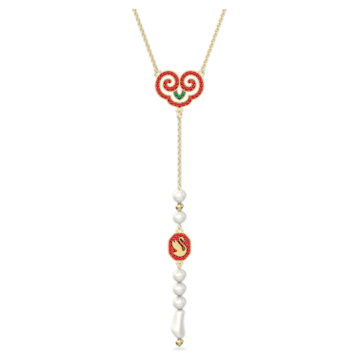Gratia Y pendant, Swan, Red, Gold-tone plated - Swarovski, 5622085