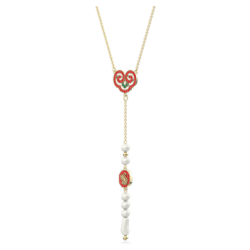 Gratia Y pendant, Swan, Red, Gold-tone plated - Swarovski, 5622085
