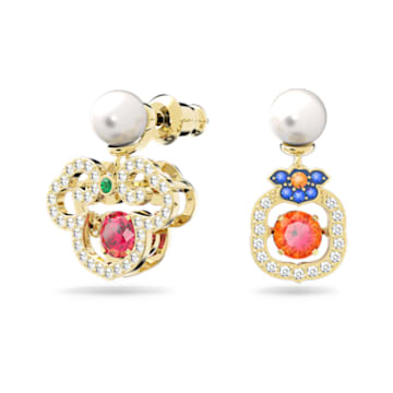 Gratia drop earrings, Asymmetrical design, Multicolored, Gold-tone plated - Swarovski, 5622087