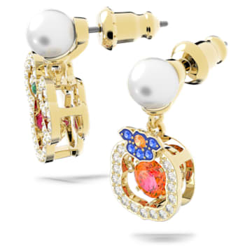 Gratia drop earrings, Asymmetrical design, Multicolored, Gold-tone plated - Swarovski, 5622087