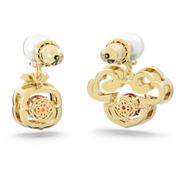Gratia 水滴形耳环, 非对称设计, 流光溢彩, 镀金色调 - Swarovski, 5622087