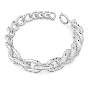 Dextera bracelet, Pavé, White, Rhodium plated - Swarovski, 5622224