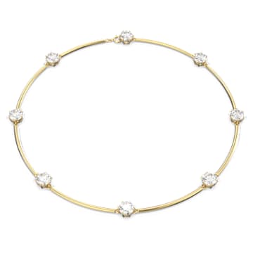 Constella 束颈项链, 圆形切割, 白色, 闪耀的镀金色调 - Swarovski, 5622720