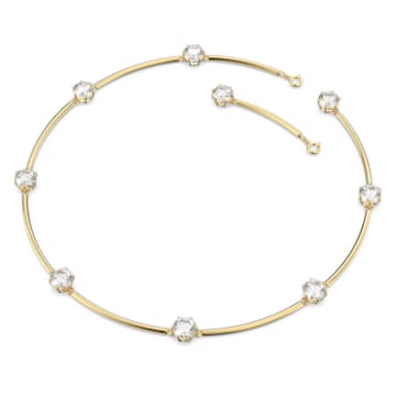 Constella 束颈项链, 圆形切割, 白色, 闪耀的镀金色调 - Swarovski, 5622720