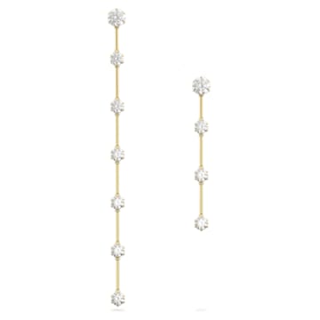 Constella 水滴形耳环, 非对称设计, 圆形切割, 白色, 闪耀的镀金色调 - Swarovski, 5622721