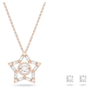 Stella set, Mixed cuts, Star, White, Rose gold-tone plated - Swarovski, 5622730