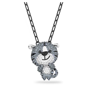 Zodiac Tiger pendant, Tiger, Gray, Ruthenium plated - Swarovski, 5623750