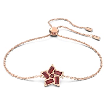 Stella bracelet, Star, Red, Rose gold-tone plated - Swarovski, 5624353