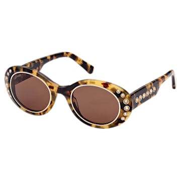 Sunglasses, Oversized, Pavé, SK0346 52E, Brown - Swarovski, 5625304