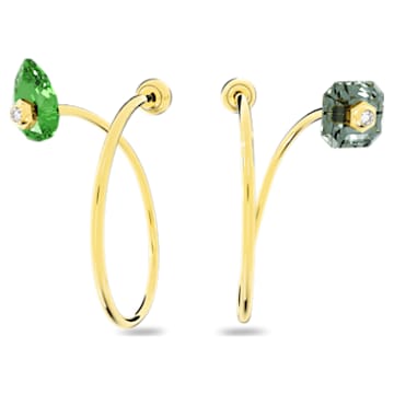 Numina 水滴形耳环, 非对称设计, 混合切割, 短, 流光溢彩, 镀金色调 - Swarovski, 5626077