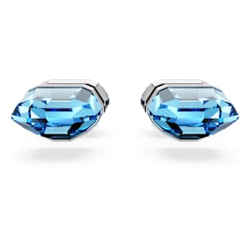 Lucent stud earrings, Blue, Rhodium plated - Swarovski, 5626606