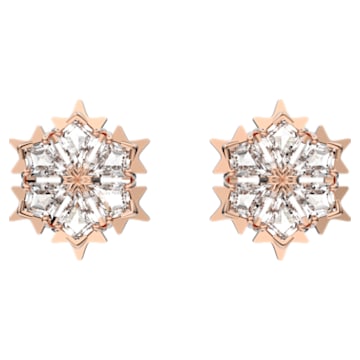 Magic stud earrings, Snowflake, White, Rose gold-tone plated - Swarovski, 5627348