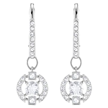 Swarovski Sparkling Dance 水滴形耳环, 圆形切割, 白色, 镀铑 - Swarovski, 5627349