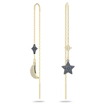 Swarovski Symbolic drop earrings, Moon and star, Blue, Mixed metal finish - Swarovski, 5627351
