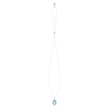 Signum pendant, Swan, Long, Blue, Rhodium plated - Swarovski, 5628546