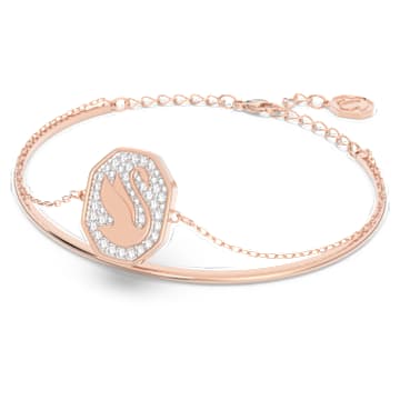 Signum 手镯, 天鹅, 白色, 镀玫瑰金色调 - Swarovski, 5628568