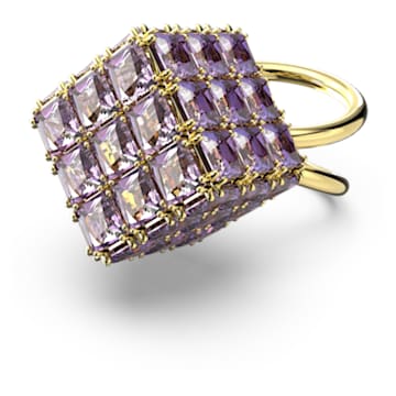 Curiosa cocktail ring, Square cut, Purple, Gold-tone plated - Swarovski, 5629238
