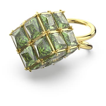 Curiosa 个性戒指, 方形切割, 绿色, 镀金色调 - Swarovski, 5630297