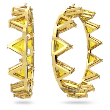 Ortyx hoop earrings, Triangle cut, Yellow, Gold-tone plated - Swarovski, 5630821