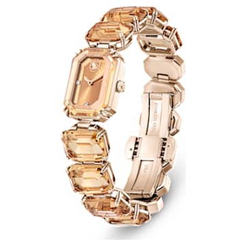 腕表, 八角形切割手链, 咖啡色, 香槟金色调润饰 - Swarovski, 5630831