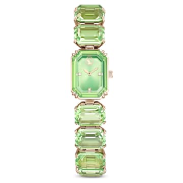 Watch, Octagon cut bracelet, Green, Champagne gold-tone finish - Swarovski, 5630834