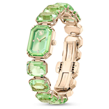 Watch, Octagon cut bracelet, Green, Champagne gold-tone finish - Swarovski, 5630834