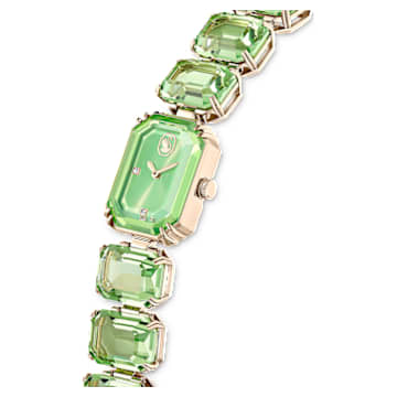 Watch, Octagon cut bracelet, Green, Champagne gold-tone finish - Swarovski, 5630834