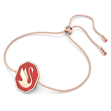 Signum bracelet, Swan, Red, Rose gold-tone plated - Swarovski, 5631674