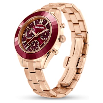 Octea Lux Sport watch, Swiss Made, Metal bracelet, Red, Rose gold-tone finish - Swarovski, 5632475