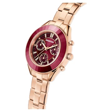 Octea Lux Sport watch, Swiss Made, Metal bracelet, Red, Rose gold-tone finish - Swarovski, 5632475