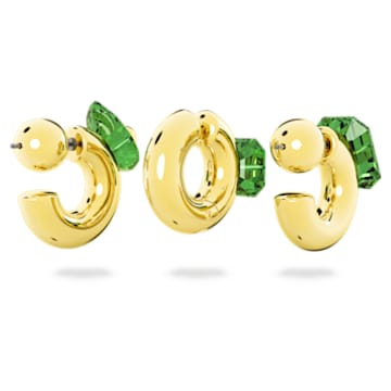Numina hoop earrings, Set (3), Mixed cuts, Green, Gold-tone plated - Swarovski, 5633781
