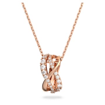 Twist necklace, White, Rose gold-tone plated - Swarovski, 5633860