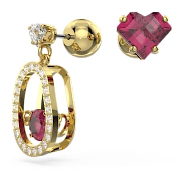 Cariti drop earrings, Asymmetrical design, Red bean, Red, Gold-tone plated - Swarovski, 5634705