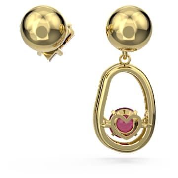 Cariti drop earrings, Asymmetrical design, Red bean, Red, Gold-tone plated - Swarovski, 5634705